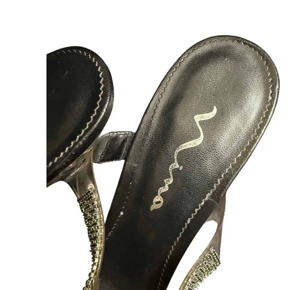 Nina New York Black Beaded Sandal Heels - Size 9.5
